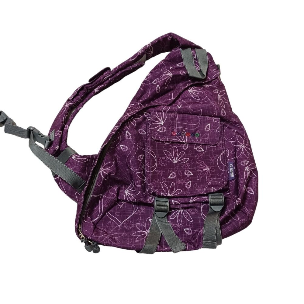 Purple Hearts and Flowers JWorld New York Sling Backpack Duracelte